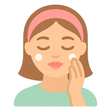 moça fazendo skincare no rosto, traços suaves sticker