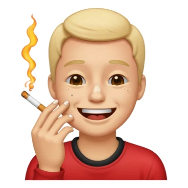 laughing emoji while crying with a cigarette sticker