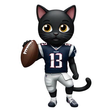 Black cat as a New England Patriots Quarterback  sticker