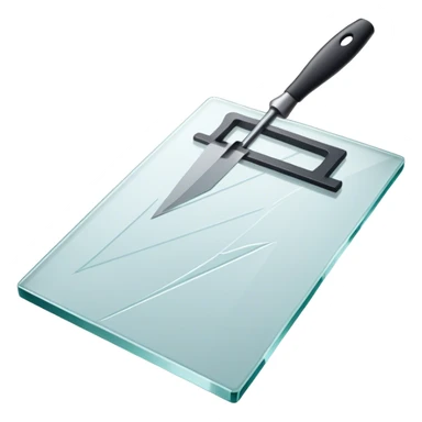 Glass carving icon, piece of glass being etched with carving tools, fine lines and patterns on the glass surface, glass cutter, minimalistic style, clean lines, transparent background. sticker