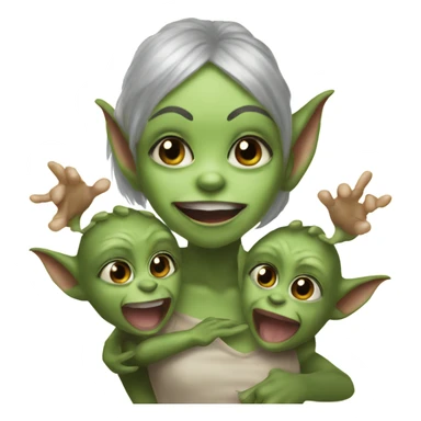 Female gremlin playing with two child gremlins sticker