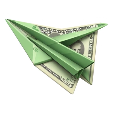 Paper plane made of money sticker