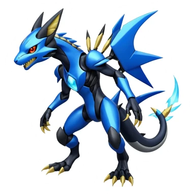 Modern Futuristic Cyber-Greymon-Greninja-Zeraora-Pokémon-Digimon-Fakémon-fusion-hybrid-creature sticker