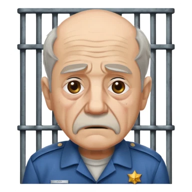 sad old man getting imprisoned by officers sticker