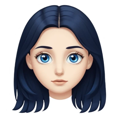 long dark hair with big blue eyes and long dark eyelashes sticker