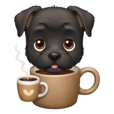 Black schnauzer drinking coffee sticker