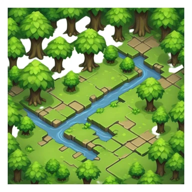 StarCraft-inspired, isometric RTS rugged terrain tile green forest sticker