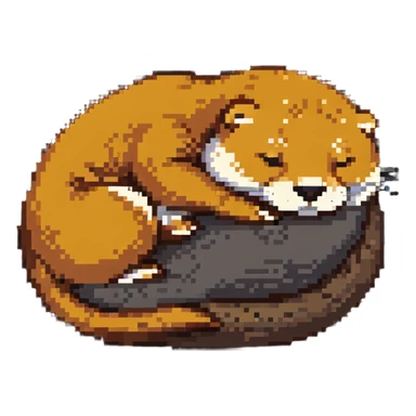 sleeping otter curled up sticker