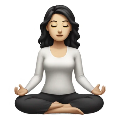 White girl with black hair meditating sticker