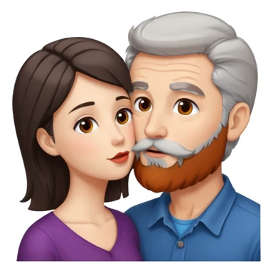 Grey haired bearded man and pretty brunette kissing  sticker