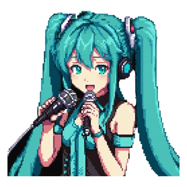 Cute Hatsune Miku singing with microphone sticker