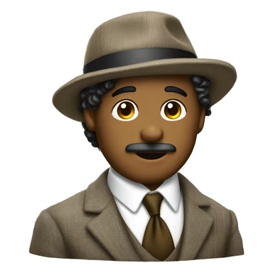 Gentleman wearing tweed suit with curly neck long hair poking out of a flat cap sticker