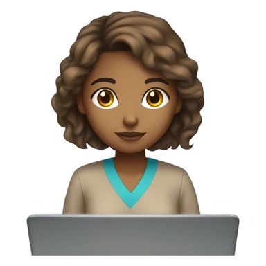 Medium hair light skin  Brown girl, computer science intern with a laptop  sticker