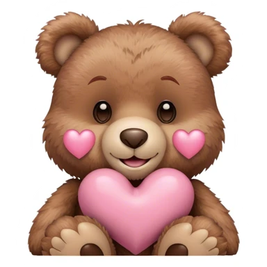 pink heart and happy teddy bear sticker
