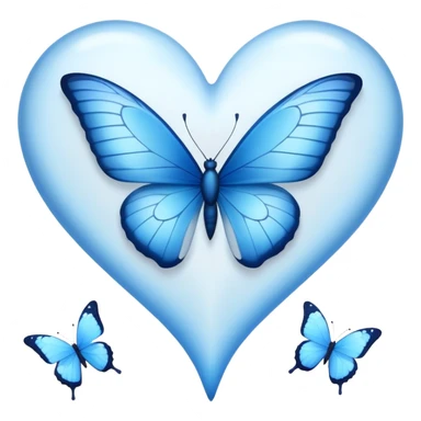 white heart with blue butterflies sticker