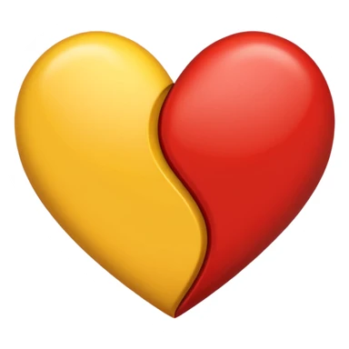 Yarısı Sarı yarısı kırmızı kalp sticker