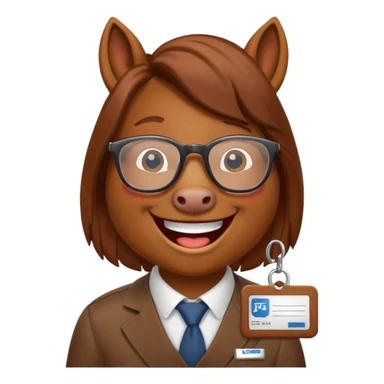 Laughing horse who is a smart bank clerk but laughing sticker