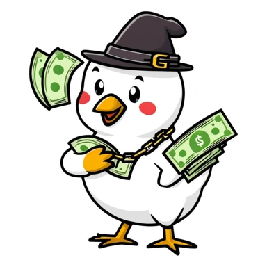 cool chicken gangster with money and bling sticker