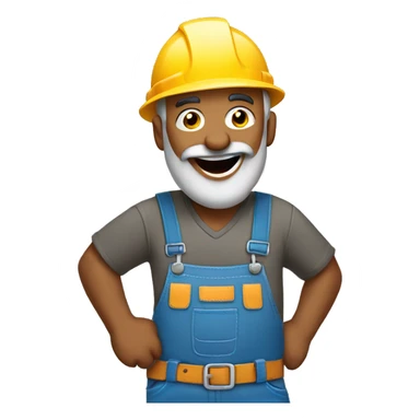 Construction worker super happy and dancing.    Hispanic with a grayish beard sticker