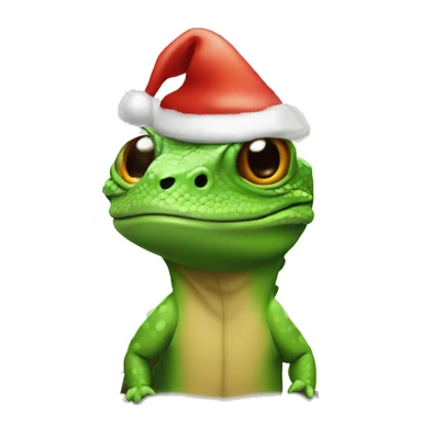Lizard with a Christmas hat sticker