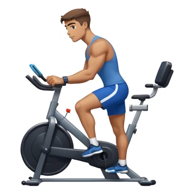 buff guy blue shorts black stationary bike sticker