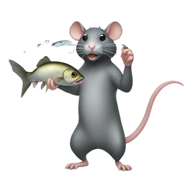 Rat catching a fish  sticker