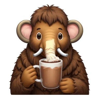 A mammoth who drinks a hot chocolate sticker
