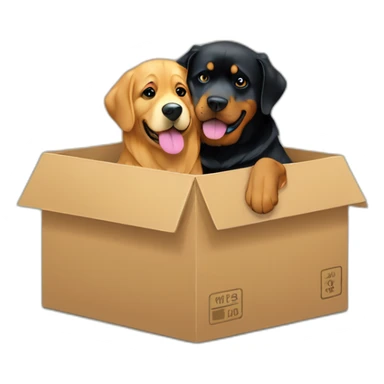 A Rottweiller hugging à golden retriever in box sticker