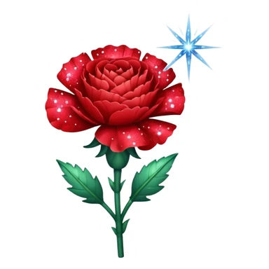 Un clavel rojo con purpurina y polvo mágico sticker