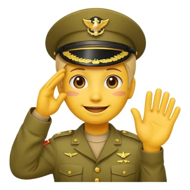 Eine salutierenden Emoji (Hautfarbe: gelb ) in Armee Klamotten männlich salutierend salutierend  sticker