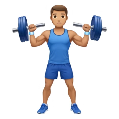 man with blue shorts doing side-lateral raise (T pose) with light dumbbells sticker