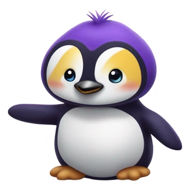 pinguin umarmt teddybären mit 💜 sticker