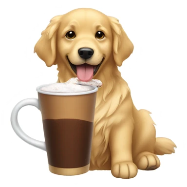 Golden retriever drinking cocoa sticker