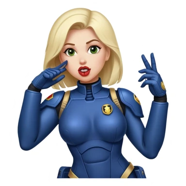 woman space marine in bodysuit salutes tongue out sticker