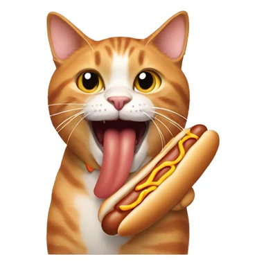 Cat eating hot dog sticker