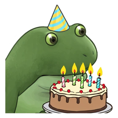 bufo blowing candles on cake sticker
