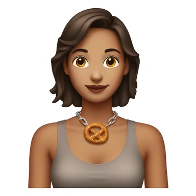 Brunette girl with a pretzel necklace sticker
