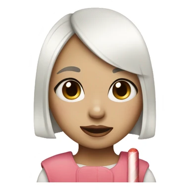 cute girl with white short hair that has band-aid on nose and lollipop sticker