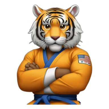 Tiger jiu jitsu with his arms crossed sticker