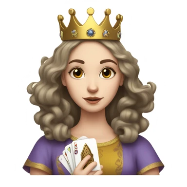 white girl with a crown on her head, she holds tarot cards in her hands sticker