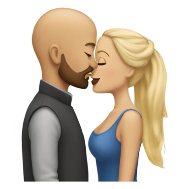 Bald man with beard kissing a blonde woman sticker