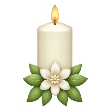 white candle with a flower bow sticker