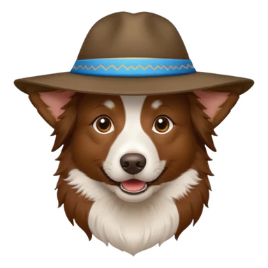 brown border collie with Uyghur hat sticker