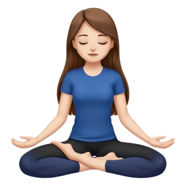 Brown long haired white girl with closed eyes in dark blue leggings and a black t-shirt sits on the splits sticker