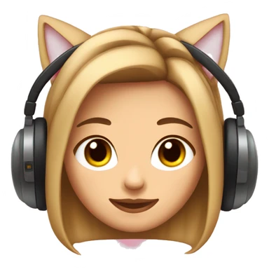 mujer streamer con audifonos con oreja de gato, pelo color rosa sticker
