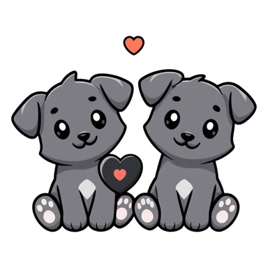 two black puppy paws with a black heart around them sticker