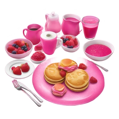 Hot pink elegant breakfast with glitter  sticker