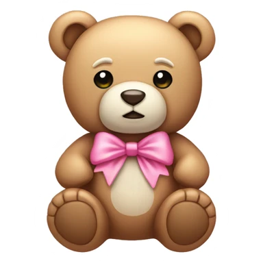 Teddy bear plush with pink bow sticker