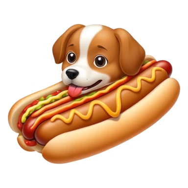 dog eating hotdog sticker