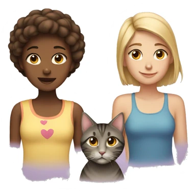 Girl and two cats sticker